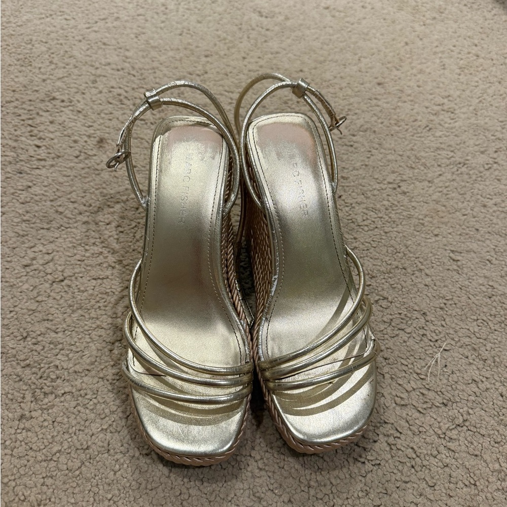 Marc Fisher Silver Strappy Heels